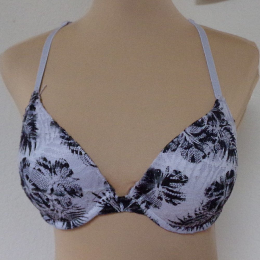 VS Pink Grey Print Racer Back Bra